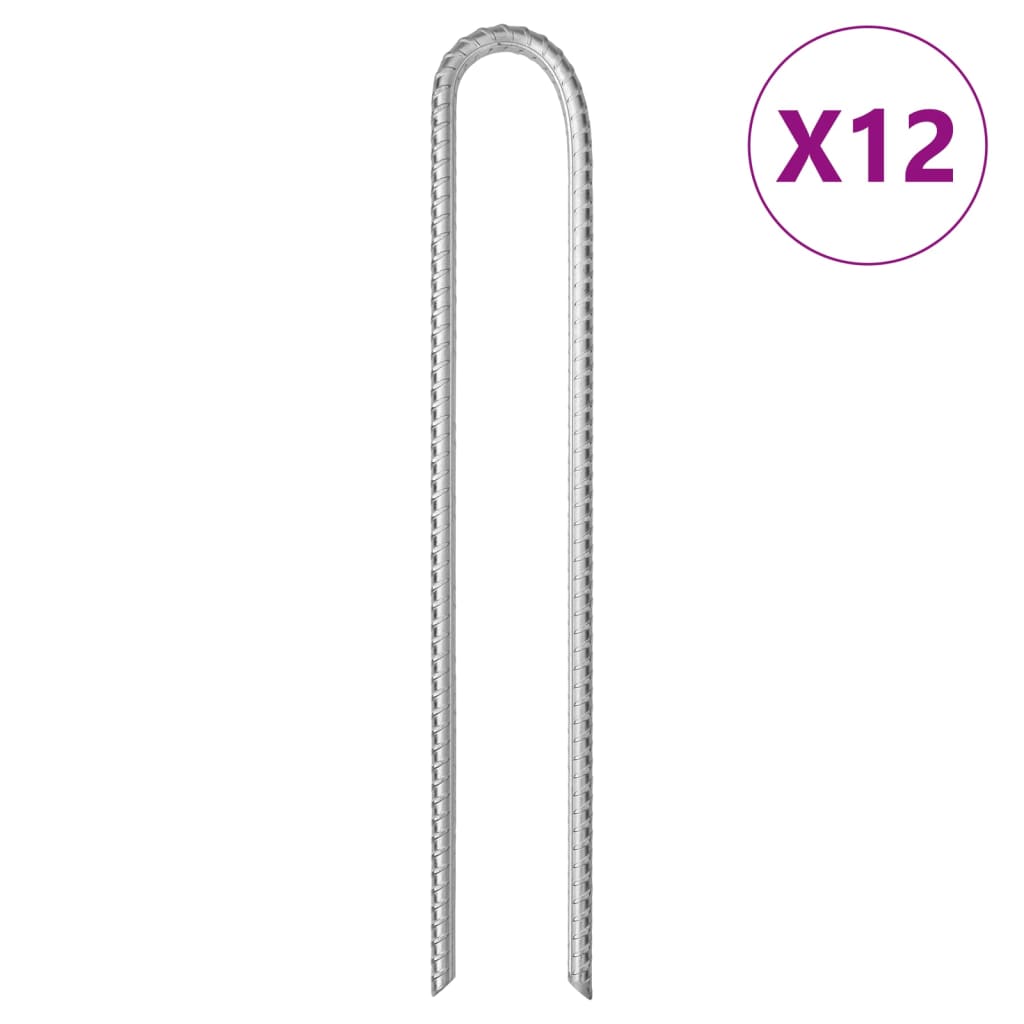 Tent Pegs 12 pcs U-shaped 37 cm 10 mm Galvanised Steel