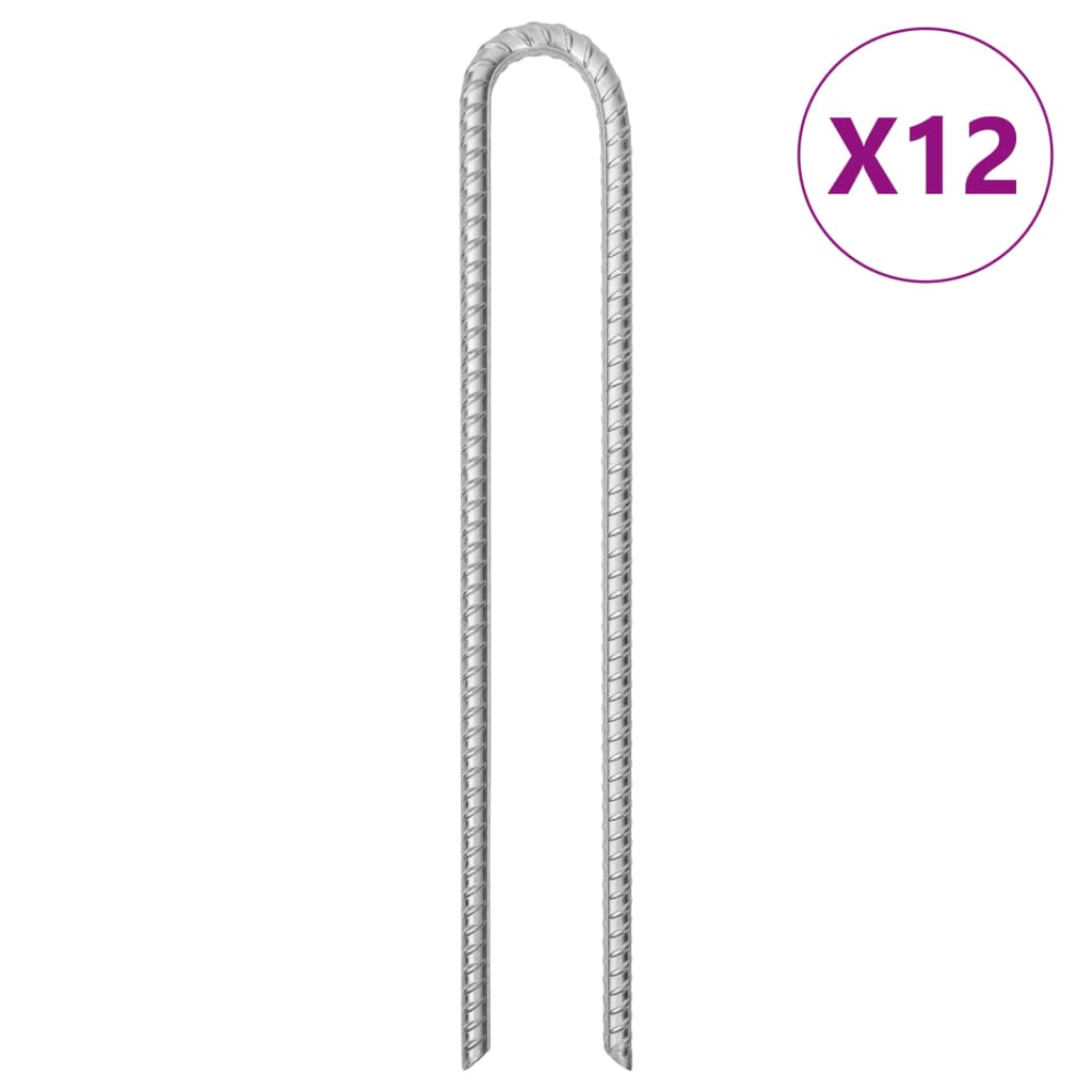 Tent Pegs 12 pcs U-shaped 41.5 cm 12 mm Galvanised Steel