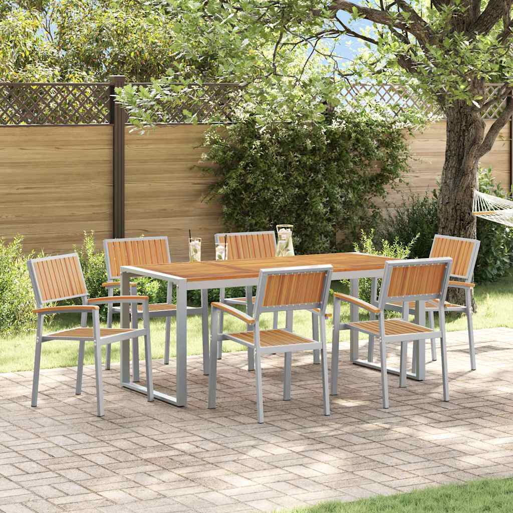 CLEFORD Garden Dining Set 7 pcs Solid Acacia Wood - Grey