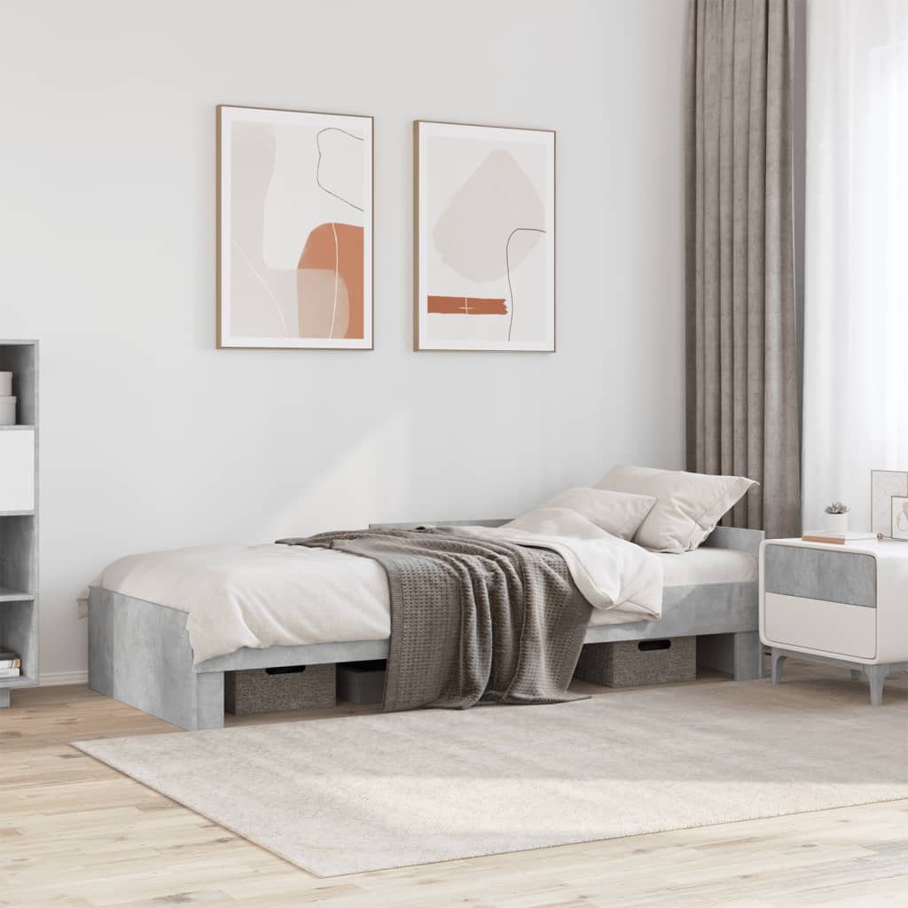 Bedframe Concrete Grey 100x200cm Engineered Wood
