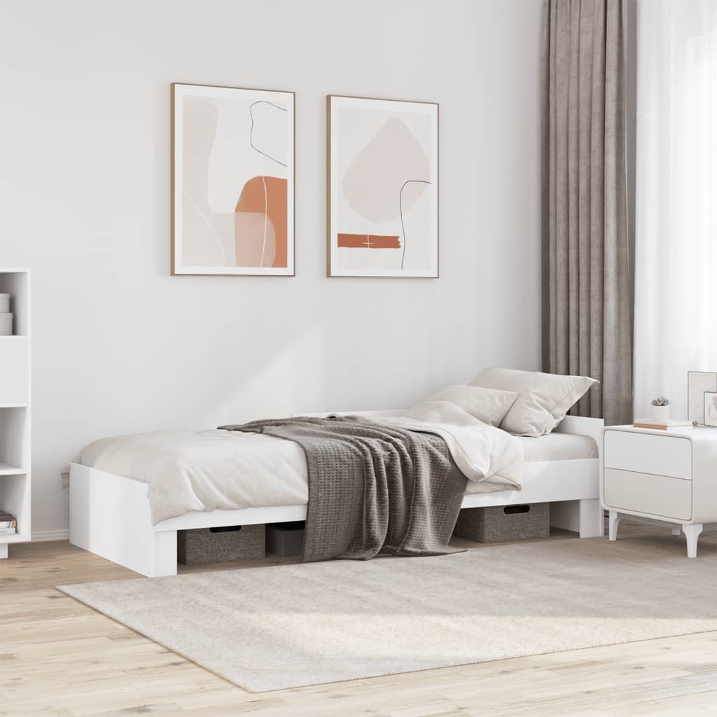 Bedframe White 75x190cm Small Single Engineered Wood
