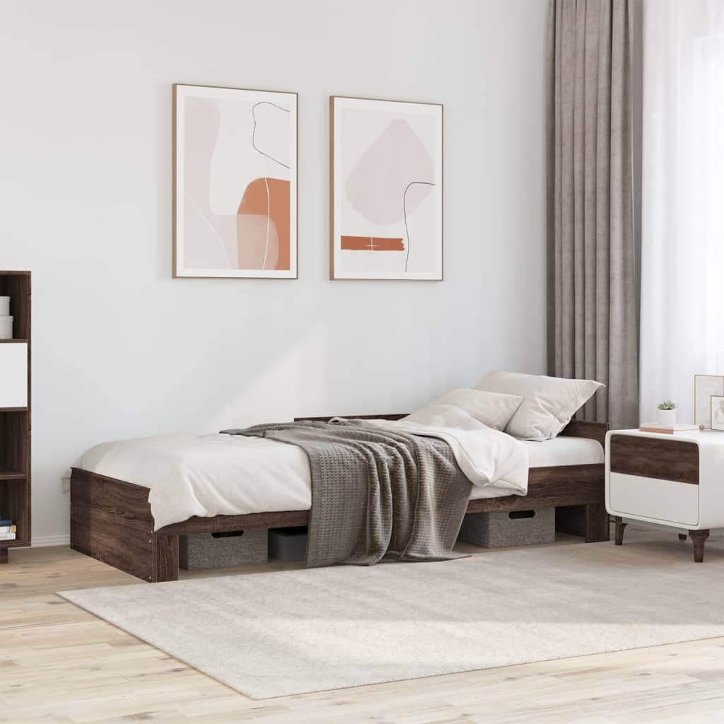 Bedframe Brown Oak 75x190cm Small Single Engineered Wood