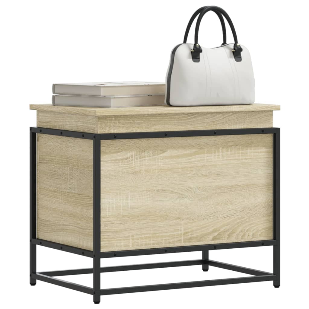 Storage Box with Lid Sonoma Oak 60x40x51.5 cm Engineered Wood