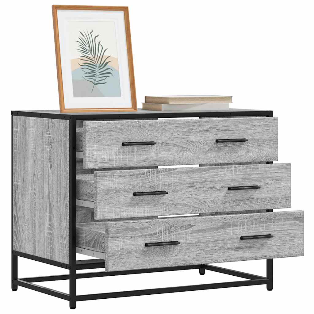 OKWAR Grey Chest of Drawers - Medium-sized, 3 Drawers