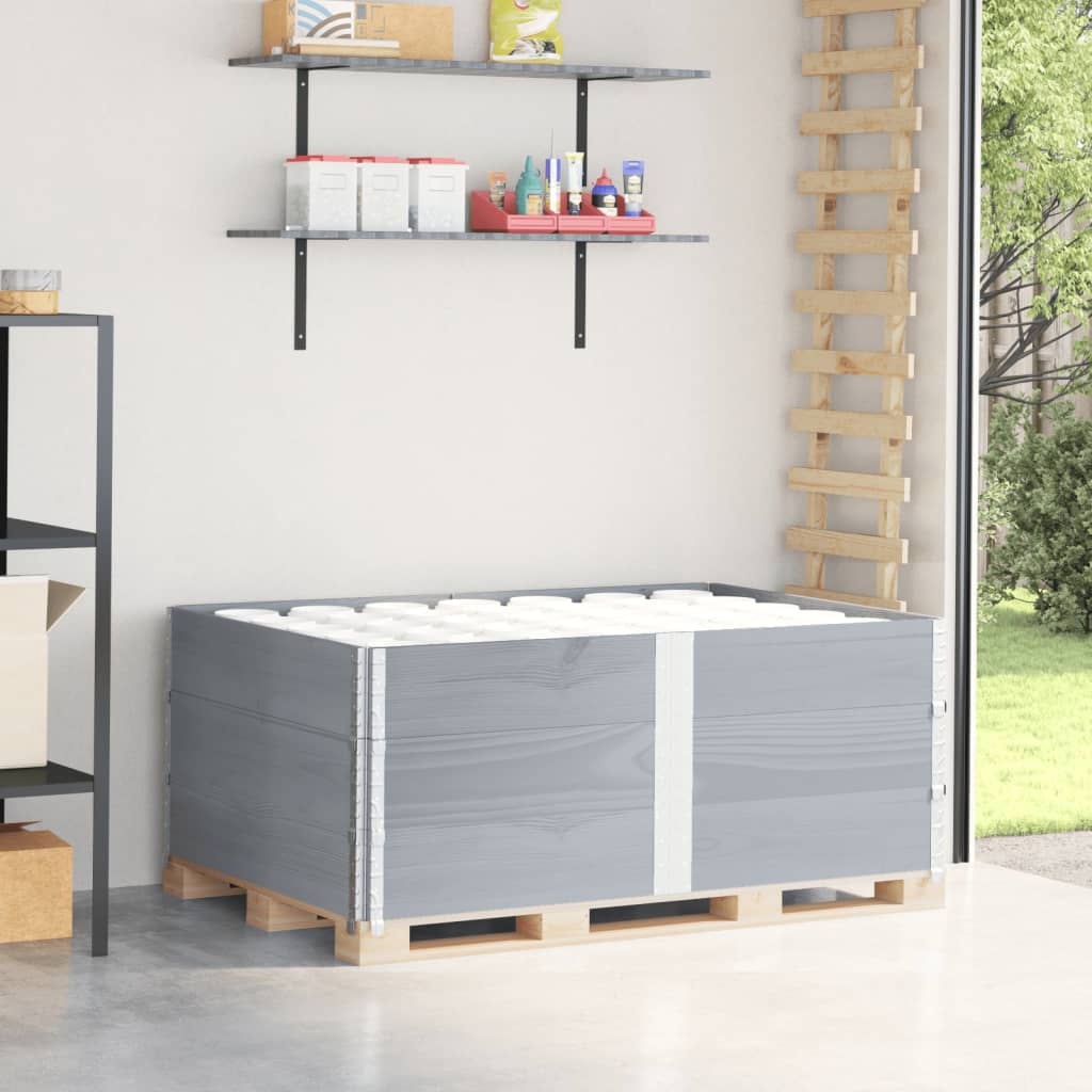 Pallet Collars 3 Pieces Grey 150x100 cm Solid Wood Pine