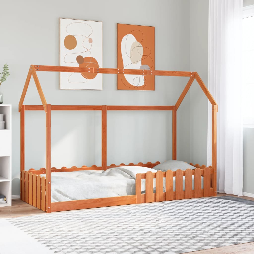 Kids House Bedframe Wax Brown 80x200cm