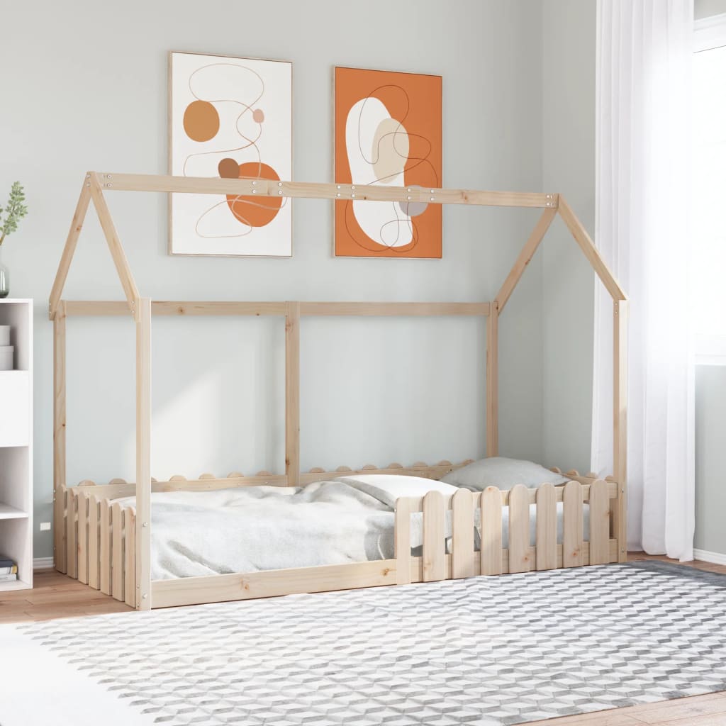 Kids House Bedframe 90x190cm Single Solid Wood Pine