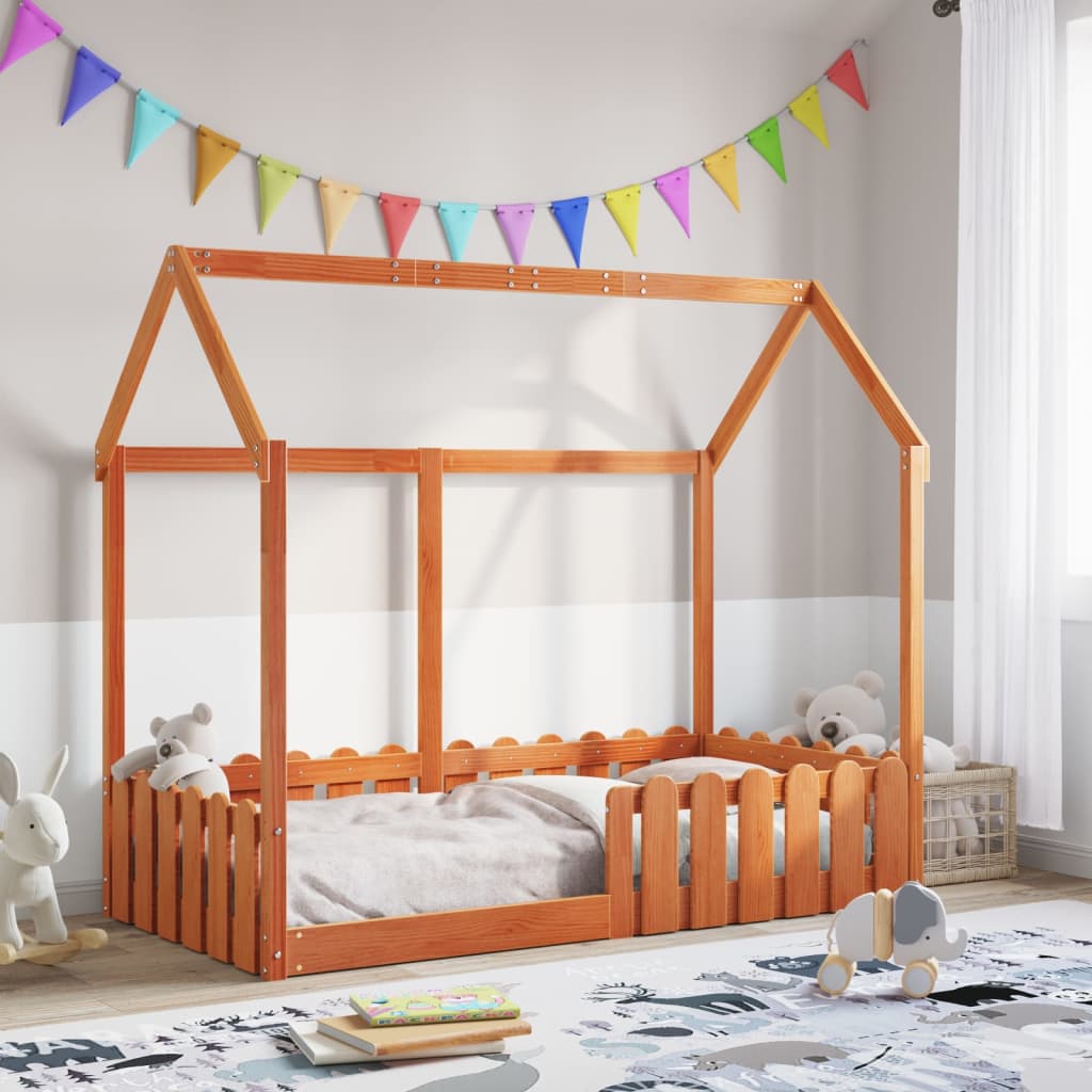 Kids House Bedframe Wax Brown 80x160cm