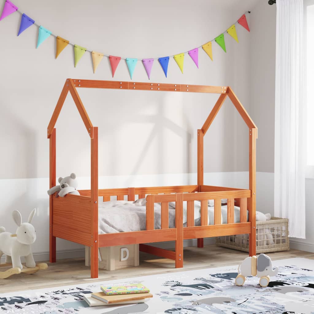 Kids House Bedframe Wax Brown 80x160cm Pine