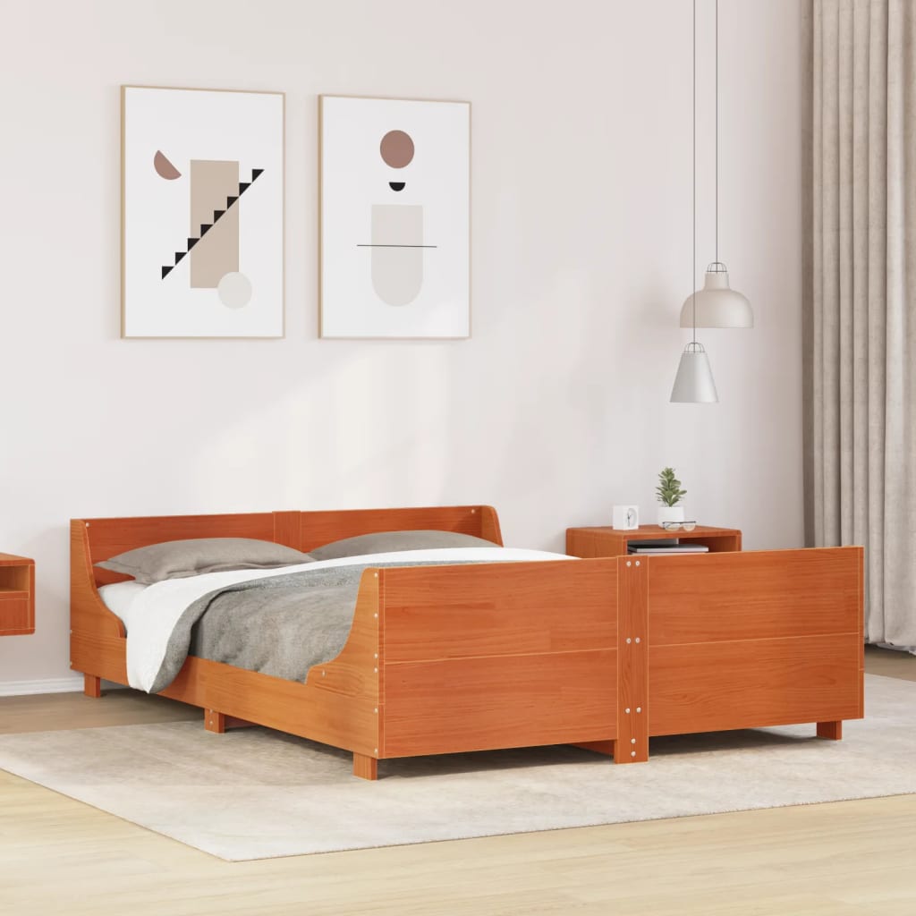 Bedframe Wax Brown 120x190cm Small Double Solid Wood Pine