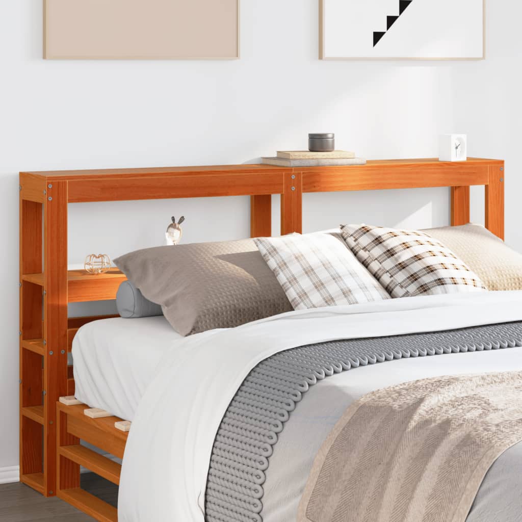 Headboard with Shelves Wax Brown 140 cm Solid Wood Pine