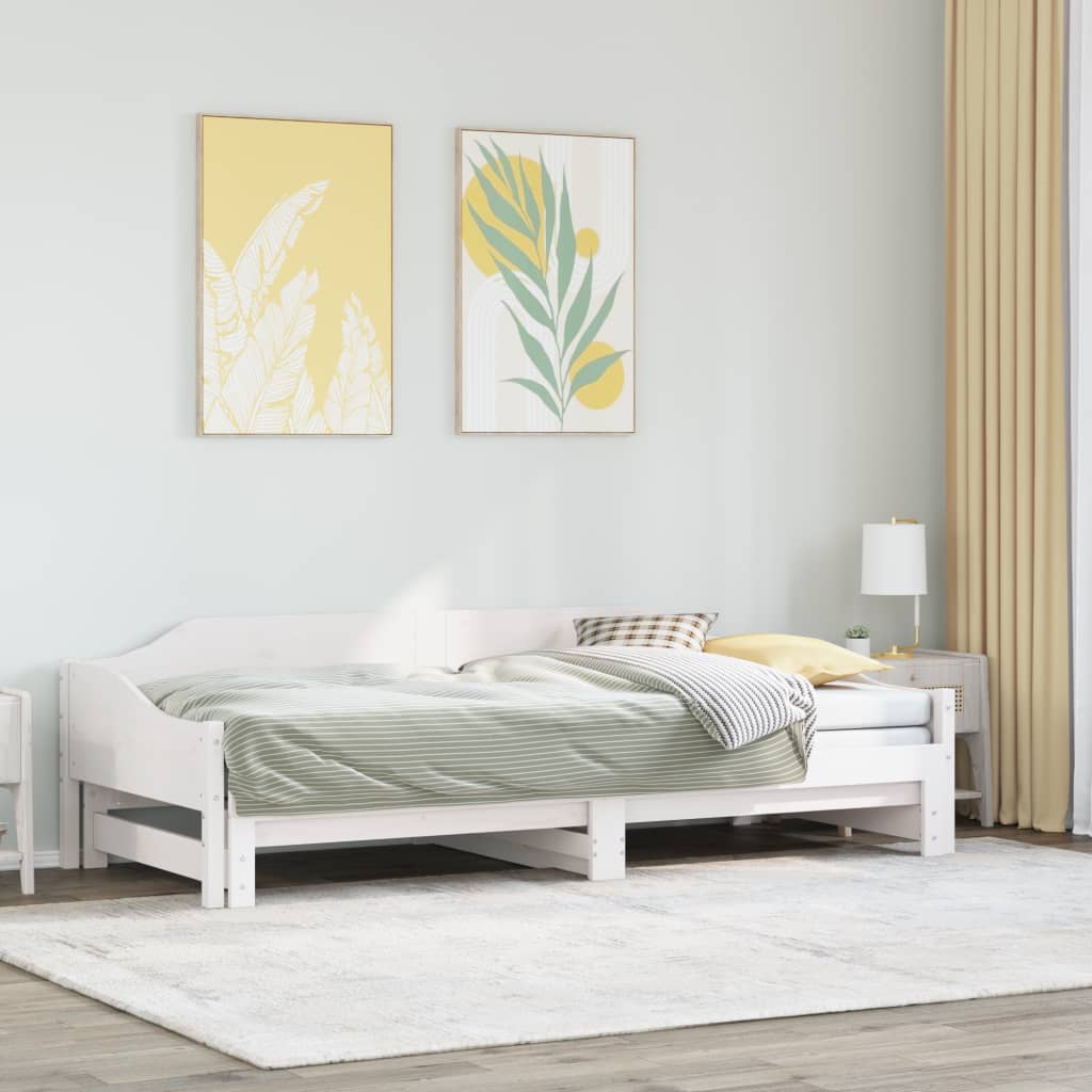 Daybed with Trundle White 90x190cm Single Solid Wood
