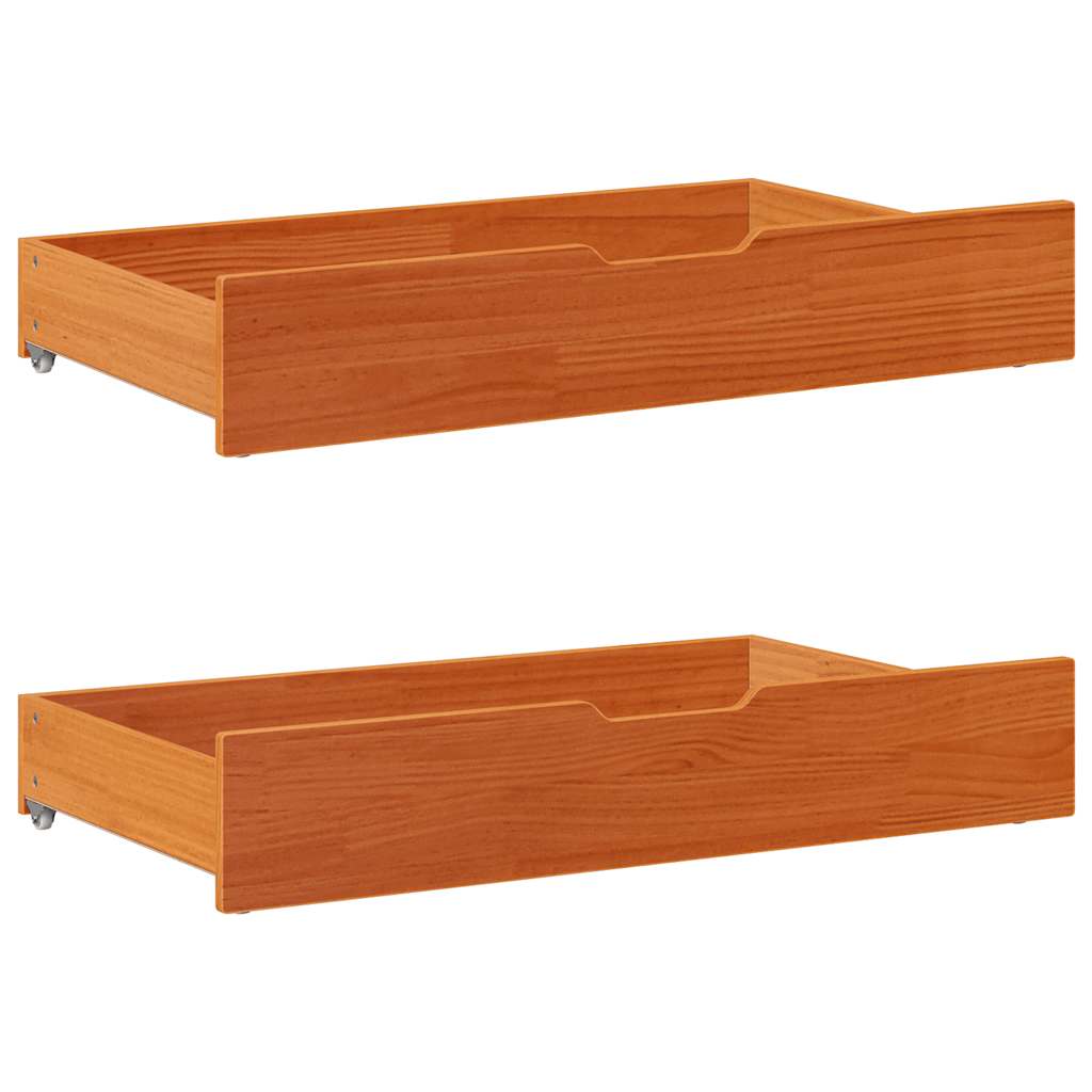 Under-Bed Drawers 2 pcs Wax Brown 95x55x17 cm Solid Wood Pine