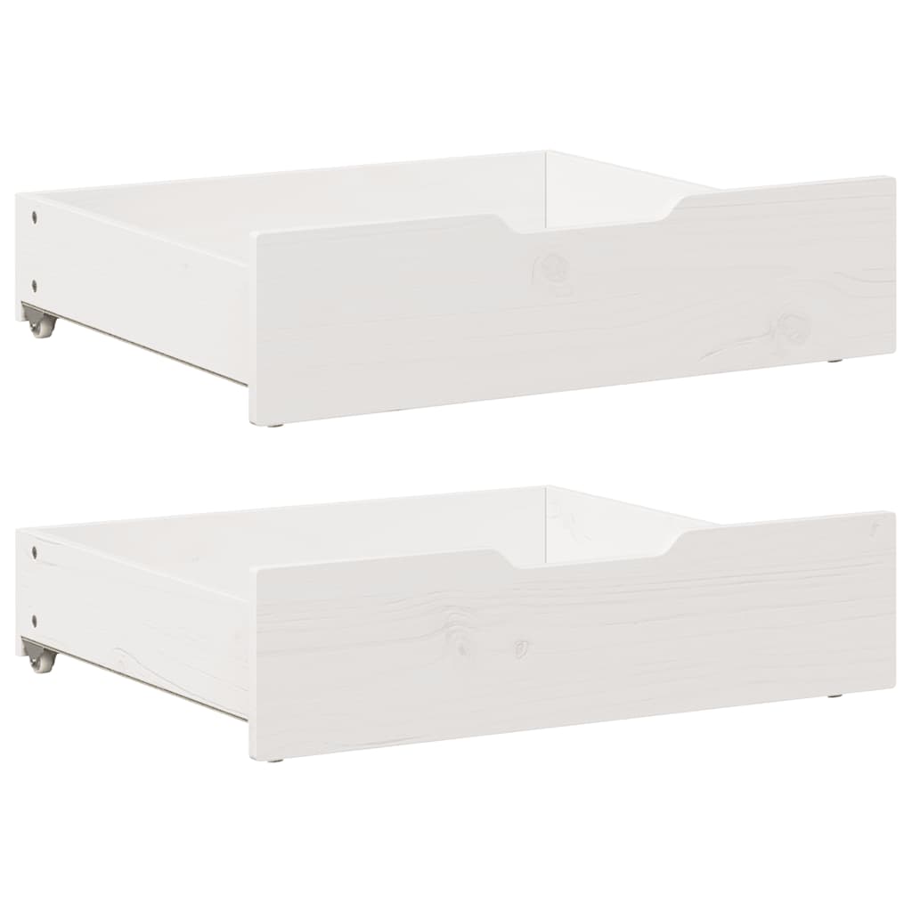 Under-Bed Drawers 2 Pieces White 75x55x17 cm Solid Wood Pine