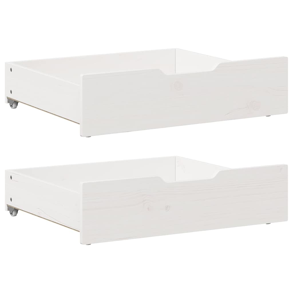 Under-Bed Drawers 2 Pieces White 65x55x17 cm Solid Wood Pine