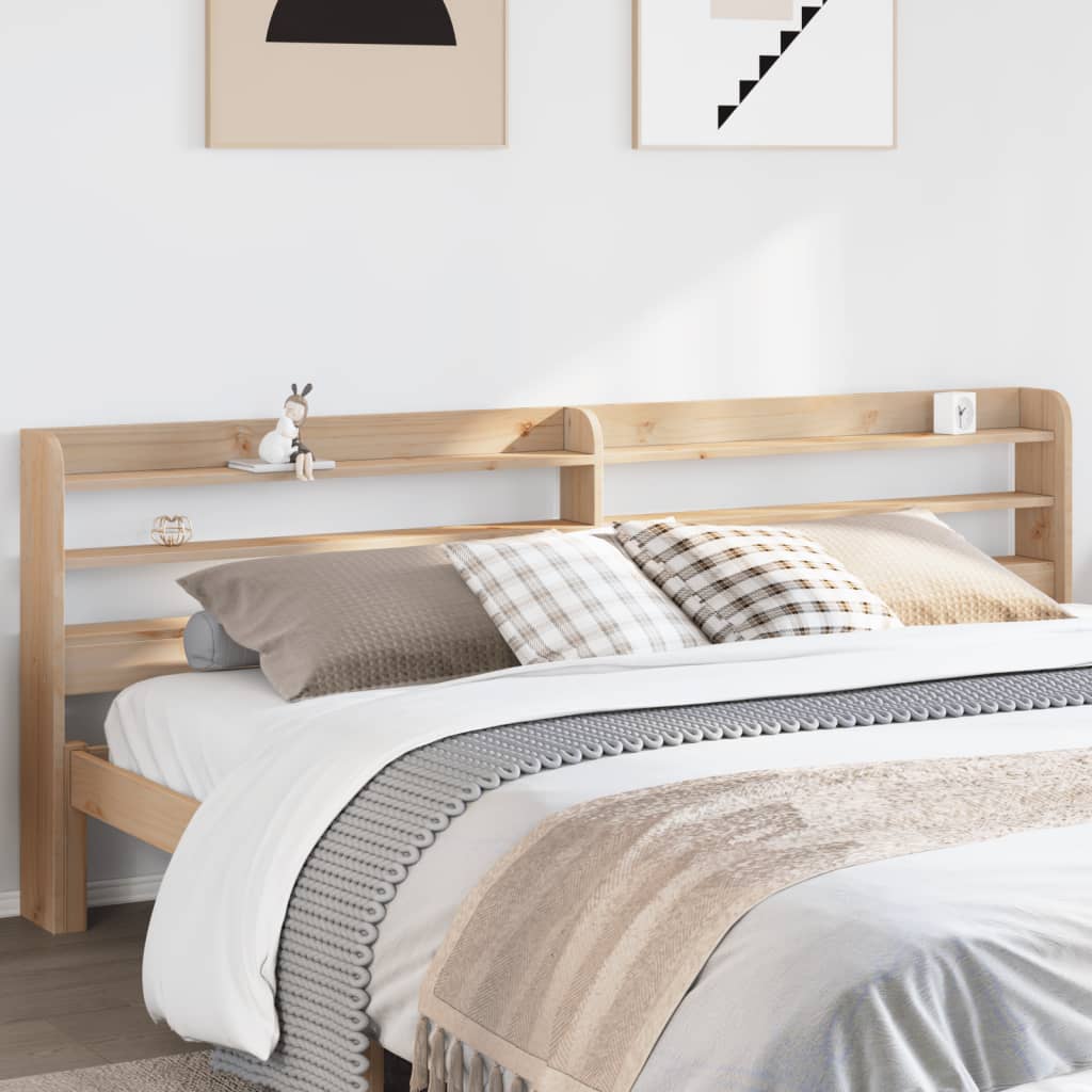 Headboard with Shelves 200 cm Solid Wood Pine