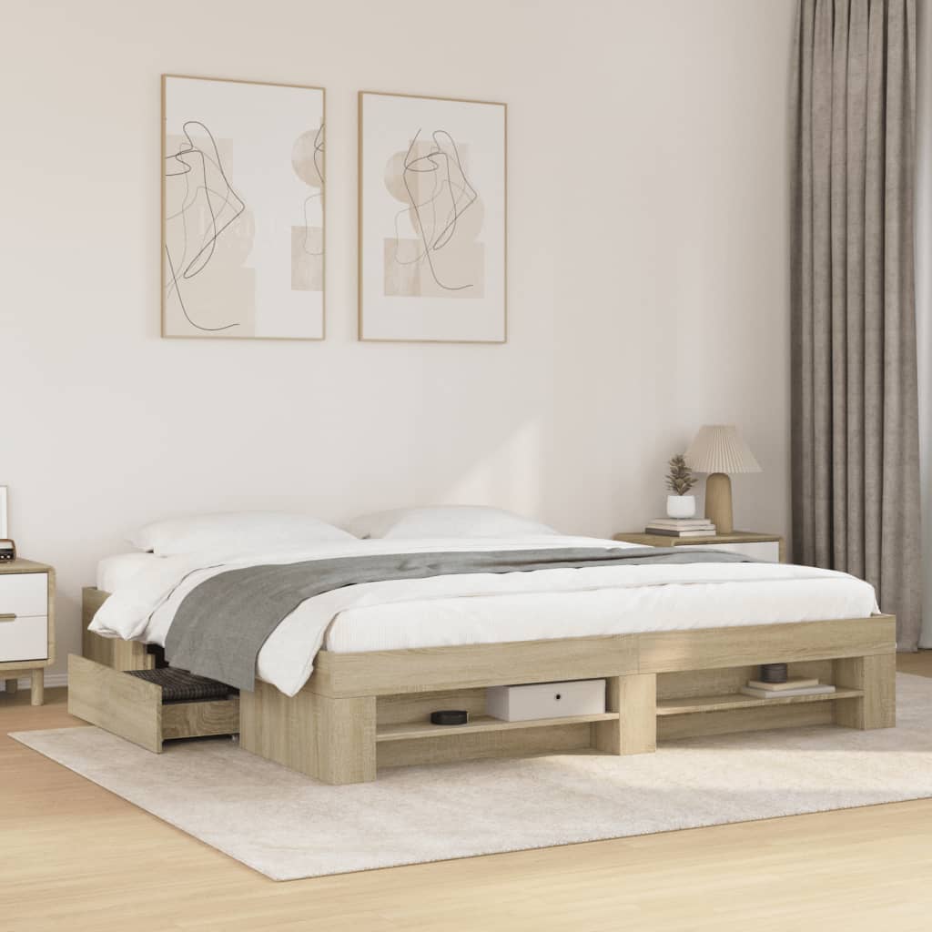 Bedframe Sonoma Oak 180x200cm Super King Engineered Wood