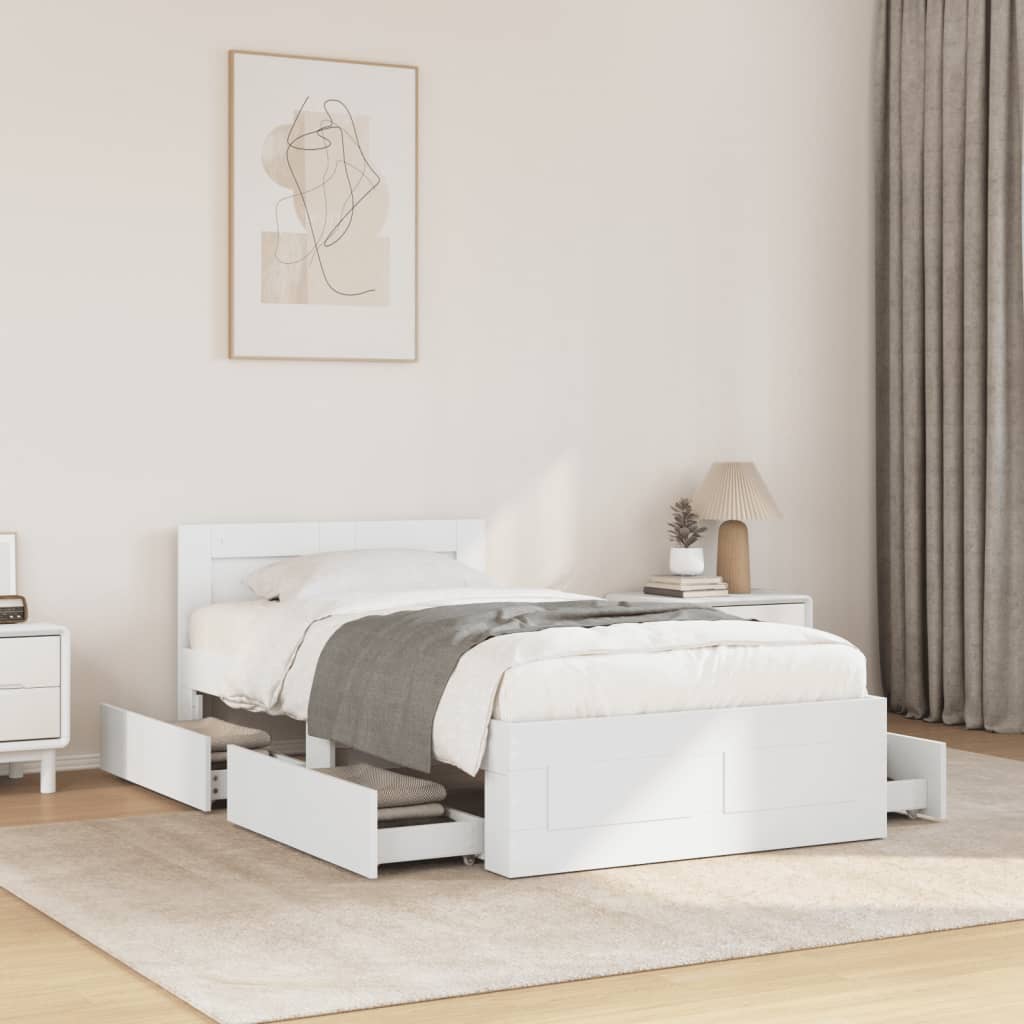 Bedframe with Headboard White 75x190cm Small Single