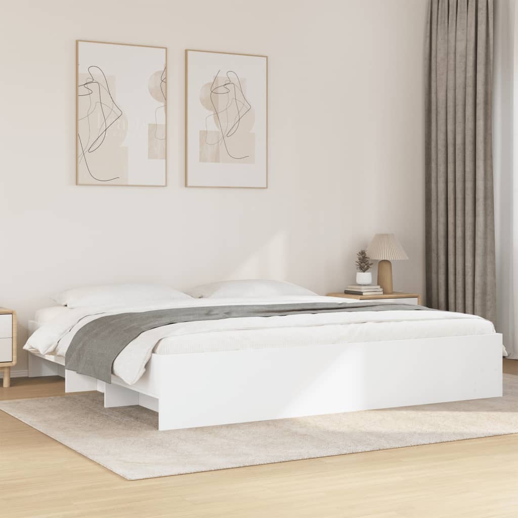 Bedframe White 180x200cm Super King Engineered Wood