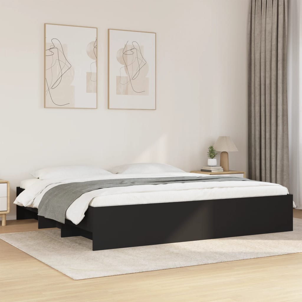 Bedframe Black 180x200cm Super King Engineered Wood