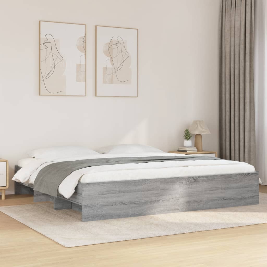 Bedframe Grey Sonoma 180x200cm Super King Engineered Wood