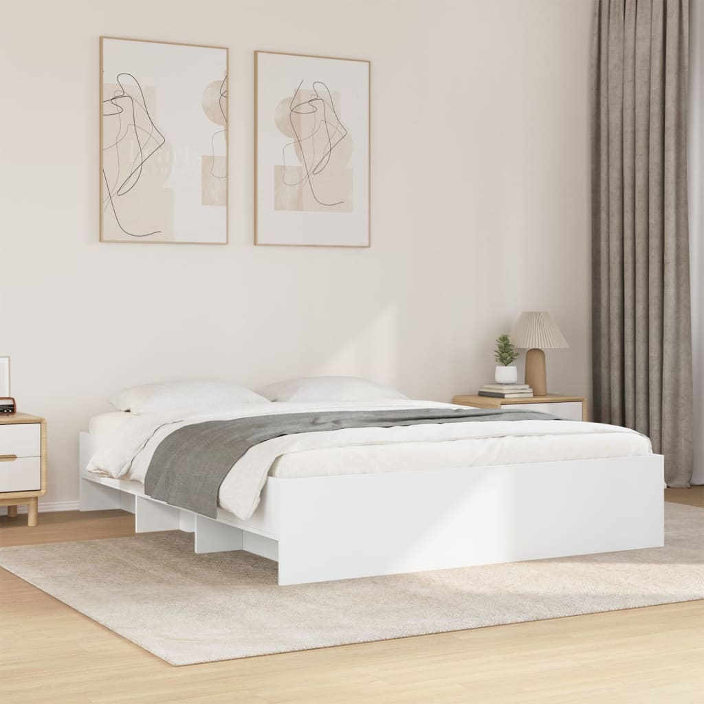 Bedframe White 160x200cm Engineered Wood