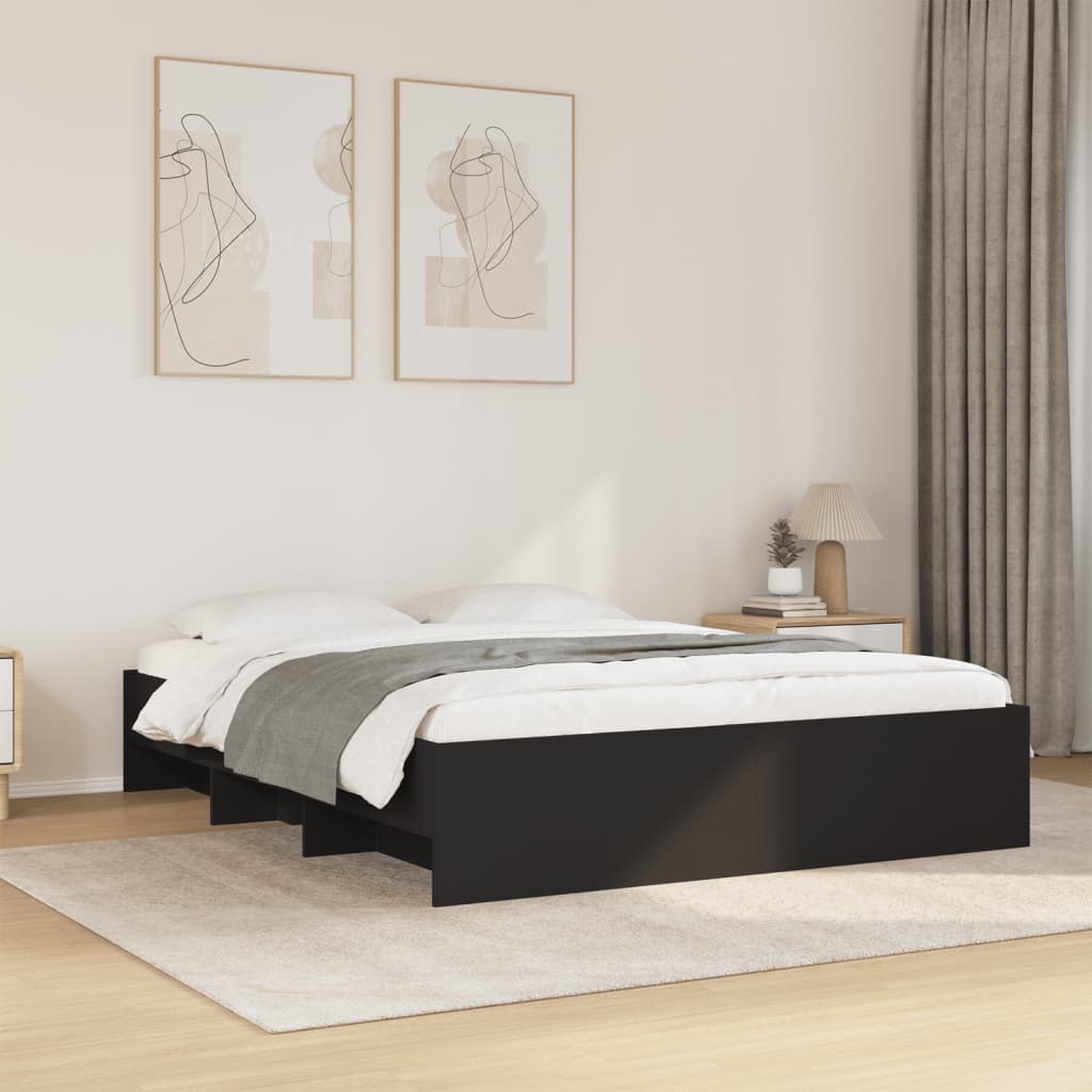 Bedframe Black 150x200cm King Size Engineered Wood
