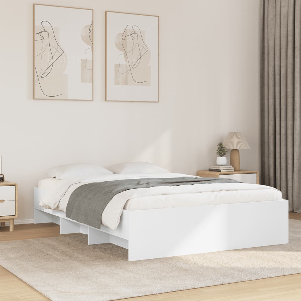 Bedframe White 120x190cm Small Double Engineered Wood