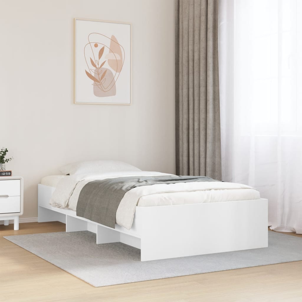 Bedframe White 75x190cm Small Single Engineered Wood