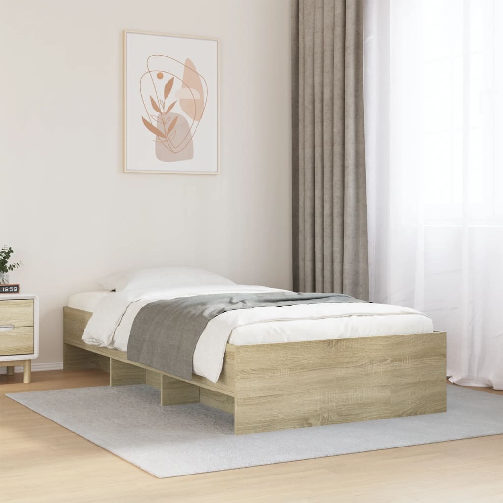 Bedframe Sonoma Oak 75x190cm Small Single Engineered Wood