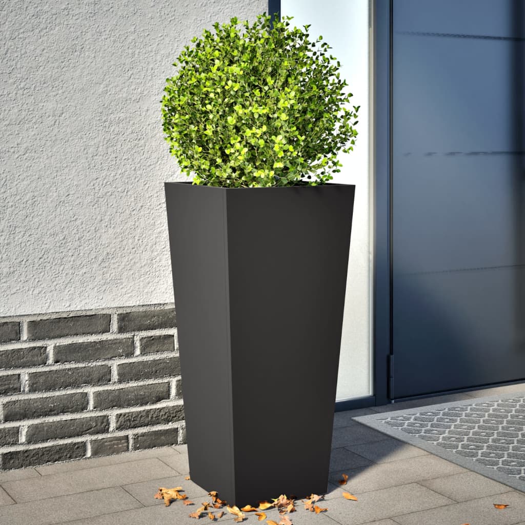 Garden Planters Black 2 Pieces 35x35x75 cm Steel