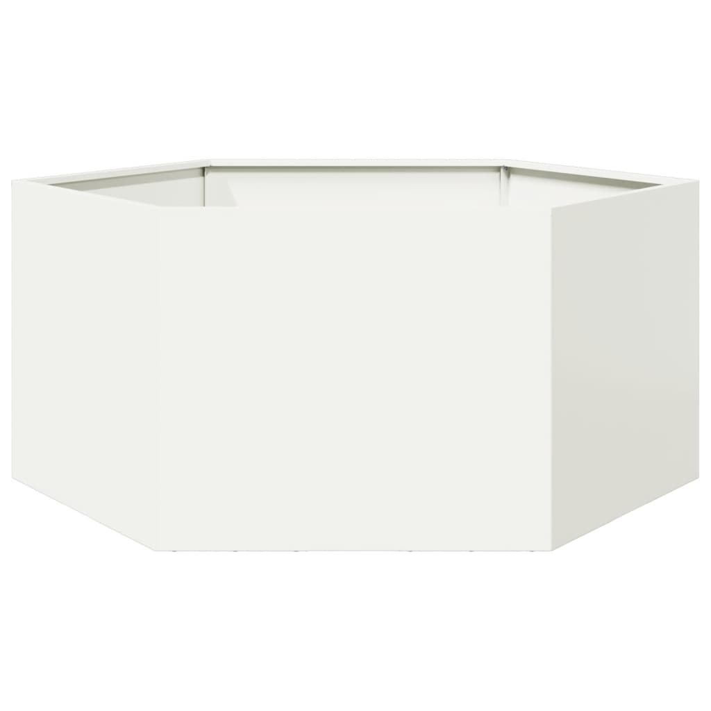 Garden Planter White Hexagon 104x90x45 cm Steel