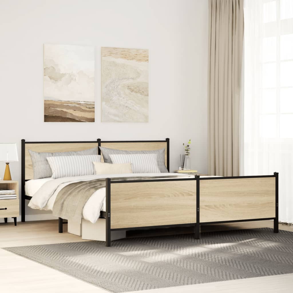 Metal Bedframe Sonoma Oak 200x200cm