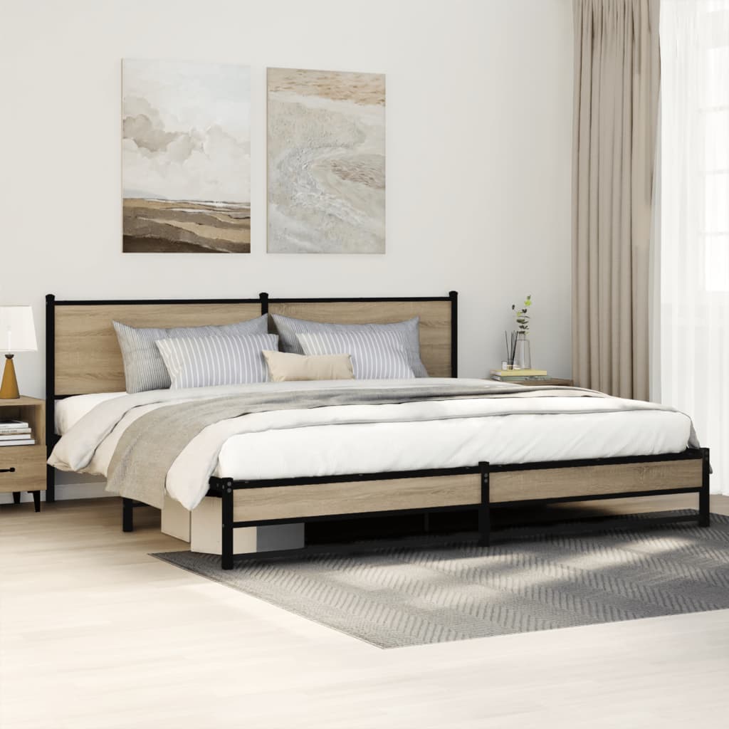 Metal Bedframe Sonoma Oak 193x203cm