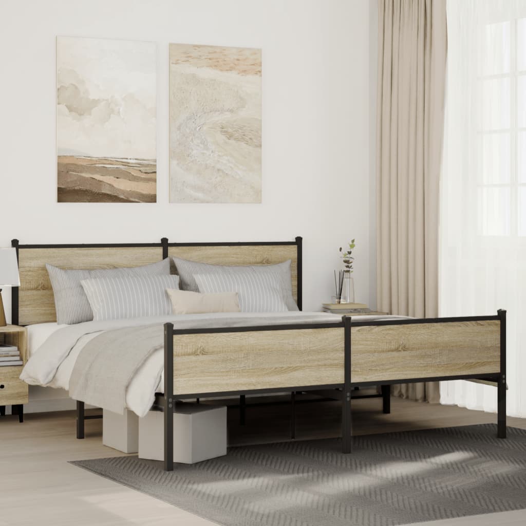 Metal Bedframe Sonoma Oak 183x213cm