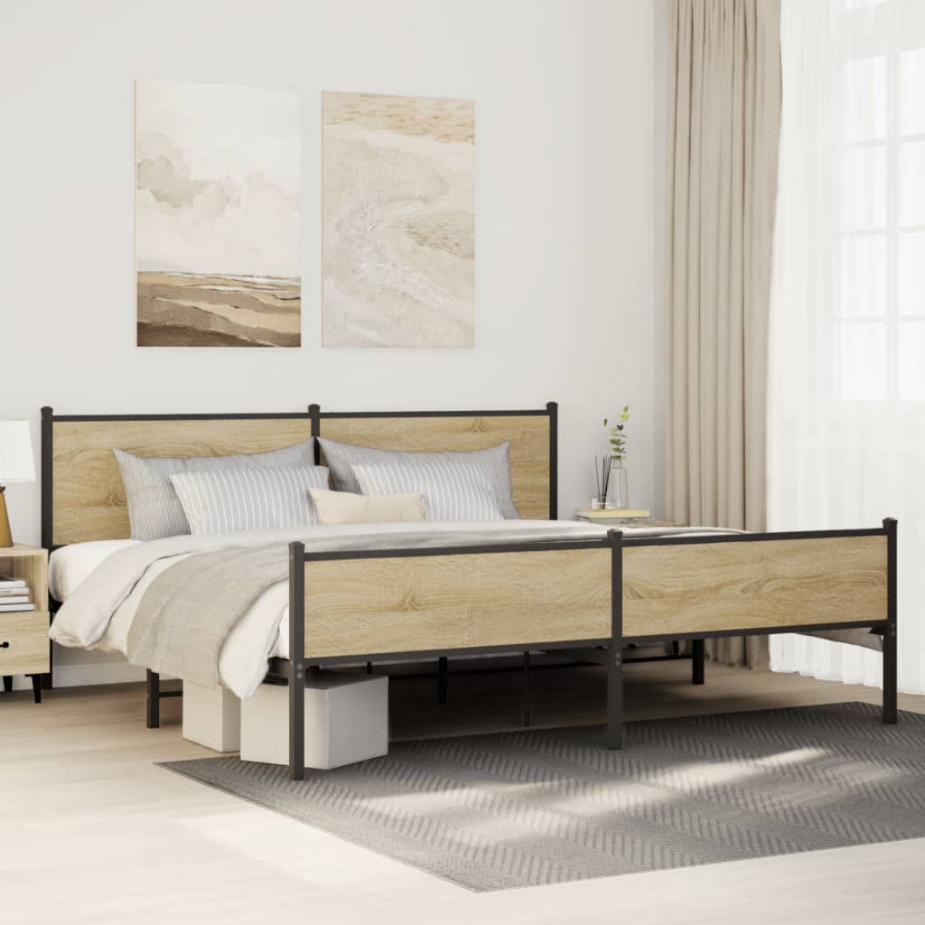 Metal Bedframe Sonoma Oak 193x203cm