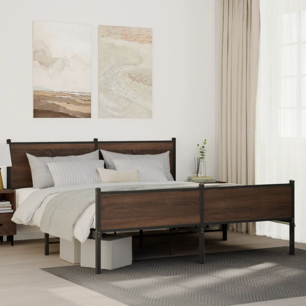 Metal Bedframe Brown Oak 180x200cm Super King