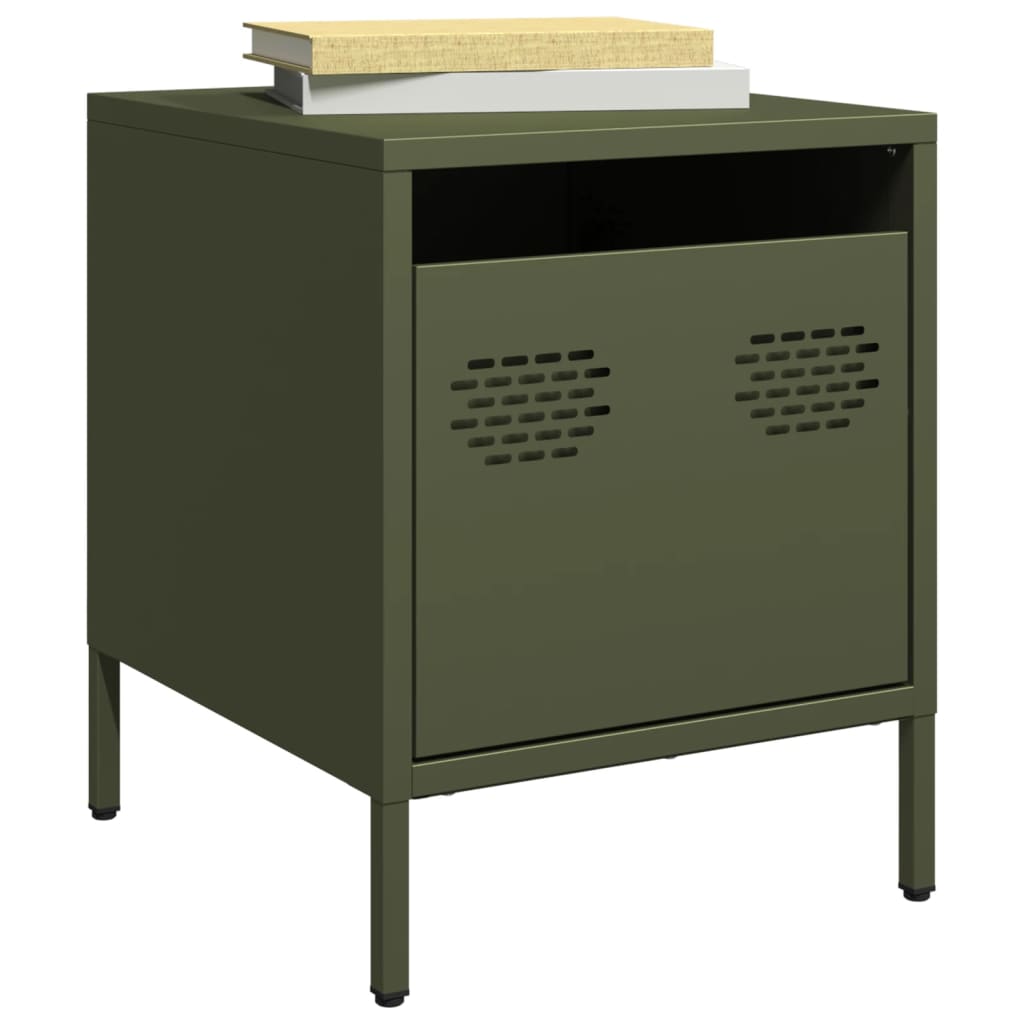 Bedside Cabinets 2 pcs Olive Green 35x39x43.5 cm Steel