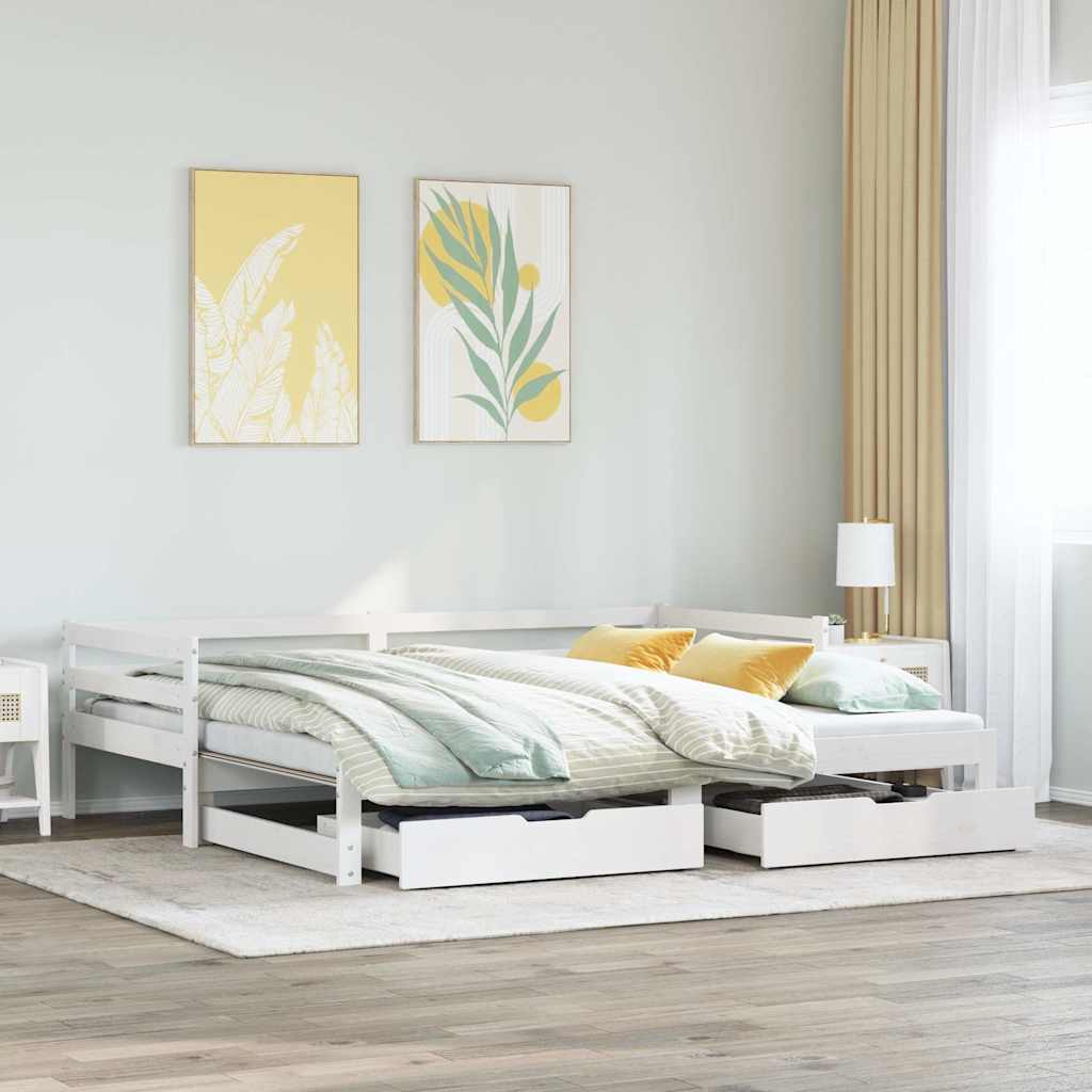 Daybed with Trundle and Drawers White 80x200cm