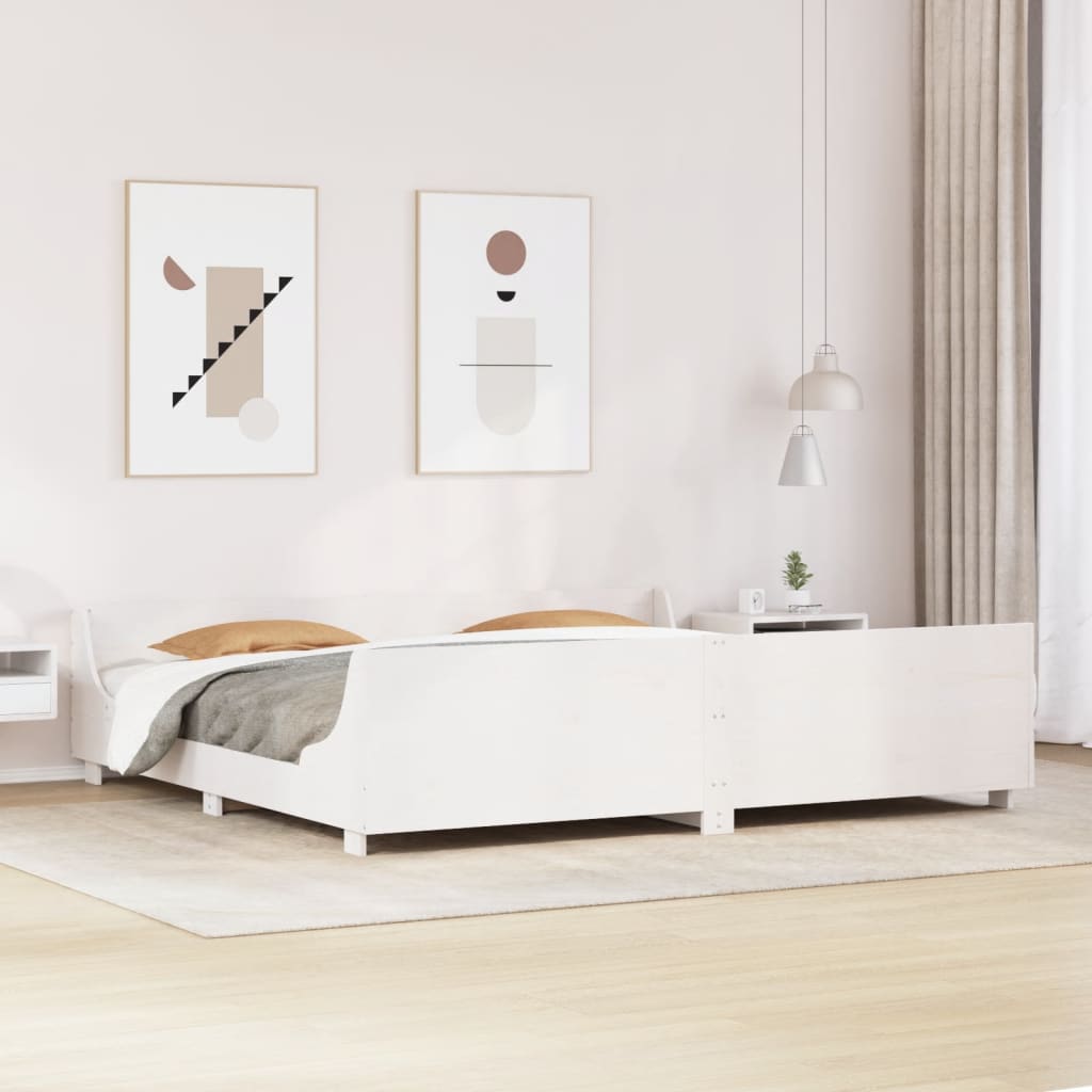 Bedframe White 180x200cm Super King Solid Wood Pine
