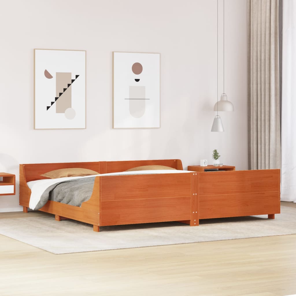 Bedframe Wax Brown 180x200cm Super King Solid Wood Pine