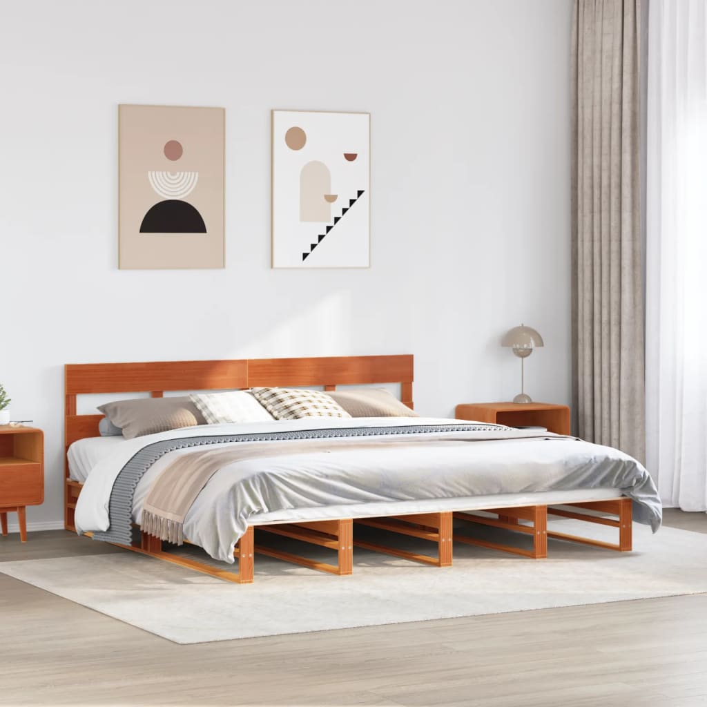 Bedframe Wax Brown 180x200cm Super King Solid Wood Pine