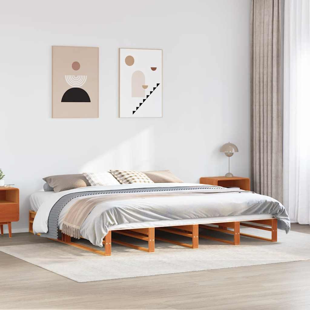 Bedframe Wax Brown 180x200cm Super King Solid Wood Pine