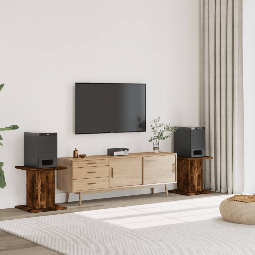 Speaker Stands 2 Pieces Smoked Oak 30x30x40 cm Engineered Wood