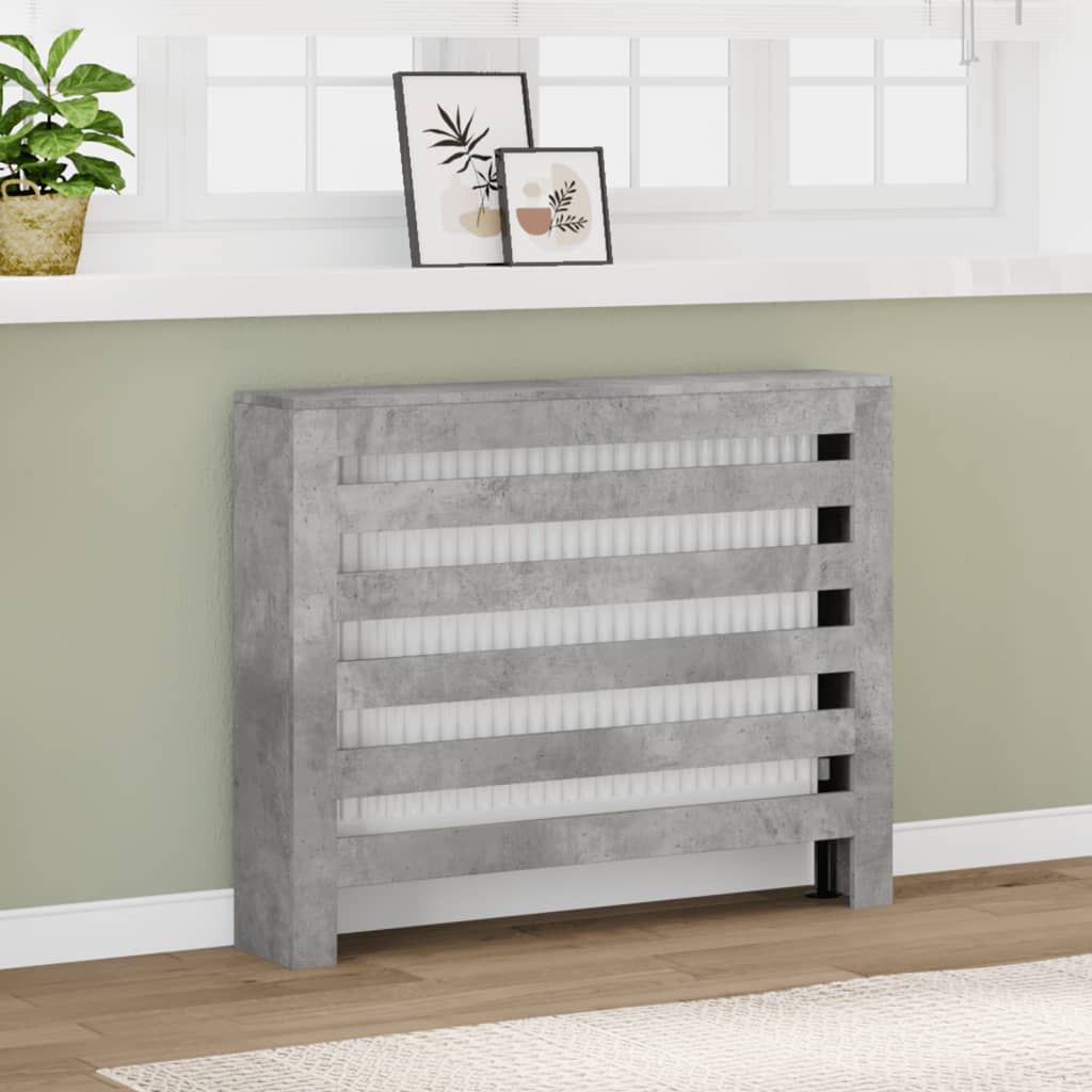 Radiator Cover Concrete Grey 104x20x82 cm Engineered Wood