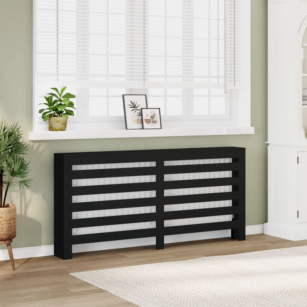 Radiator Cover Black 175x20x82 cm Engineered Wood