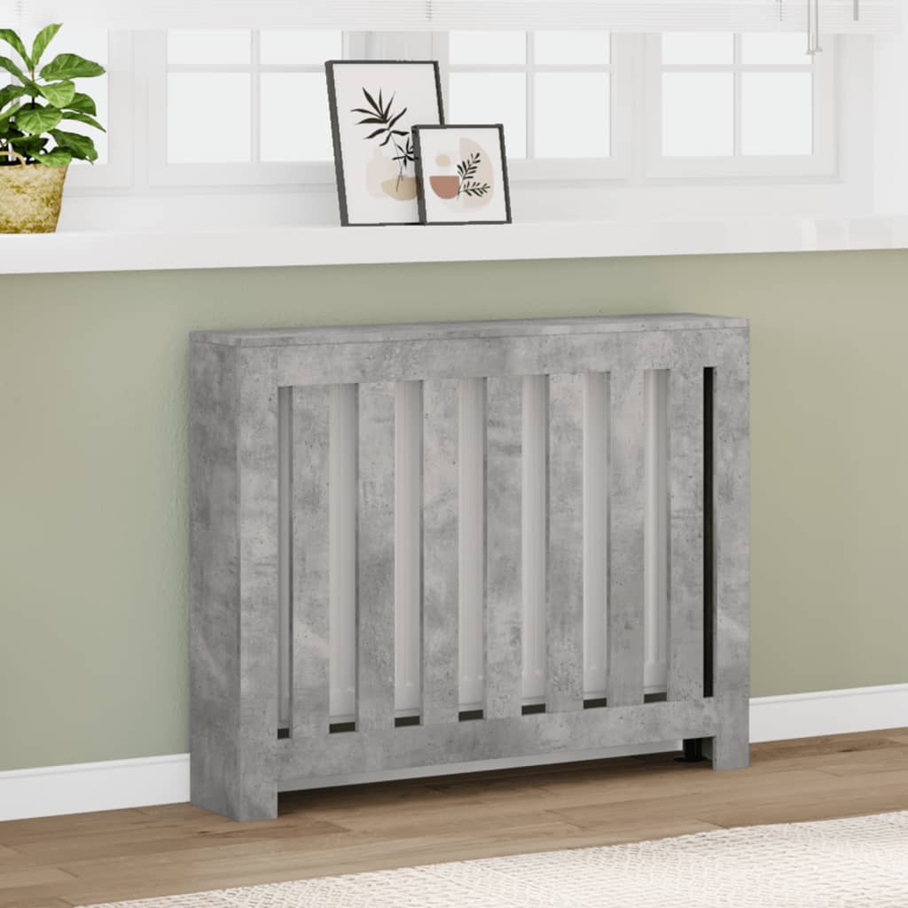 Radiator Cover Concrete Grey 104x20x82 cm Engineered Wood