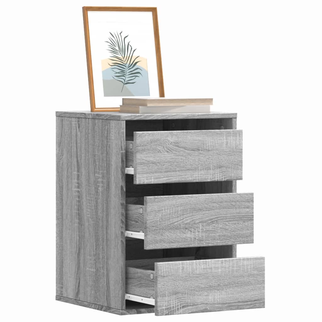 FEWISH Grey Chest of Drawers - Small-sized, 3 Drawers, Wood Grain Finish