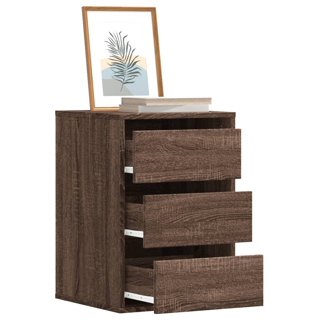 FEWISH Walnut Oak Finish Chest of Drawers - Small-sized, 3 Drawers