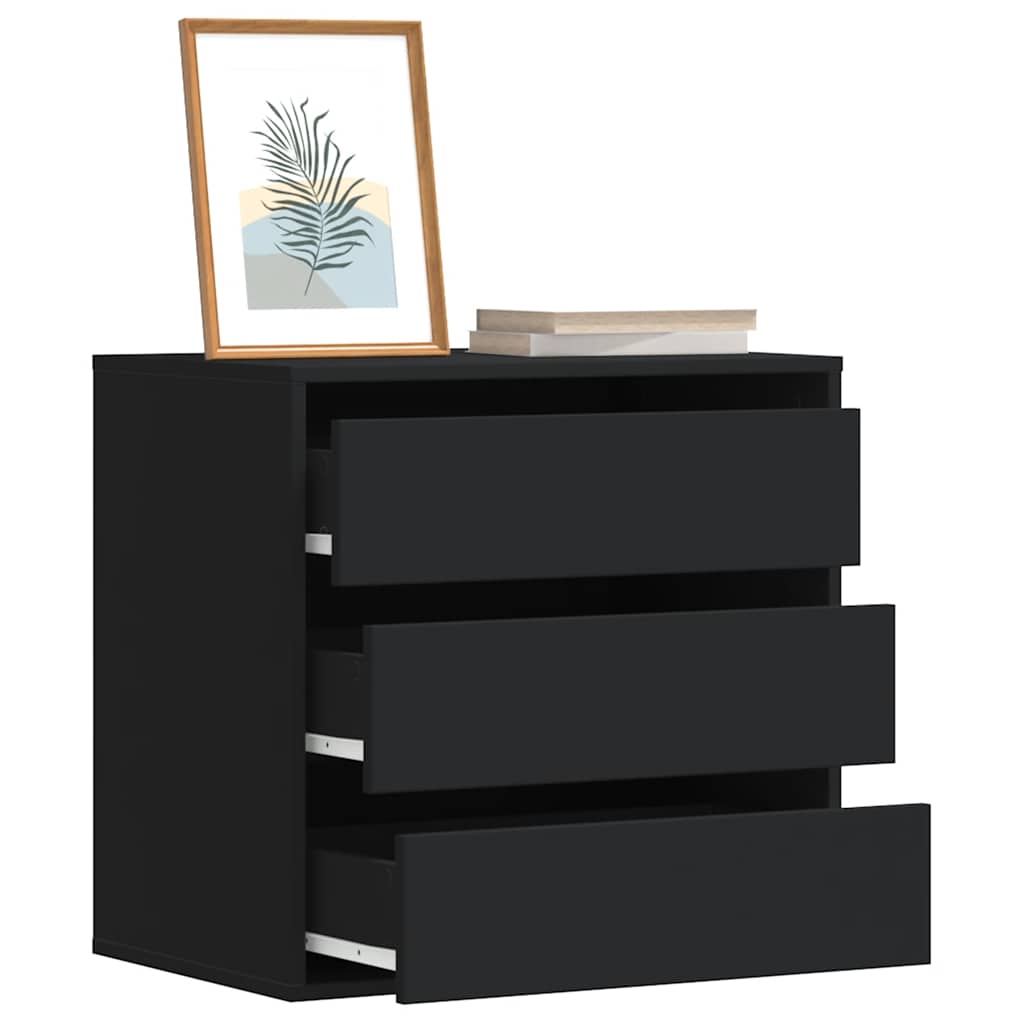 FEWISH Black Chest of Drawers - Small-sized, 3 Drawers
